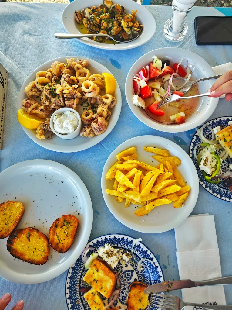 Greek traditional food and fresh ingredients at Allotina